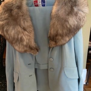A Lilli Ann Knit  light blue pant suit.